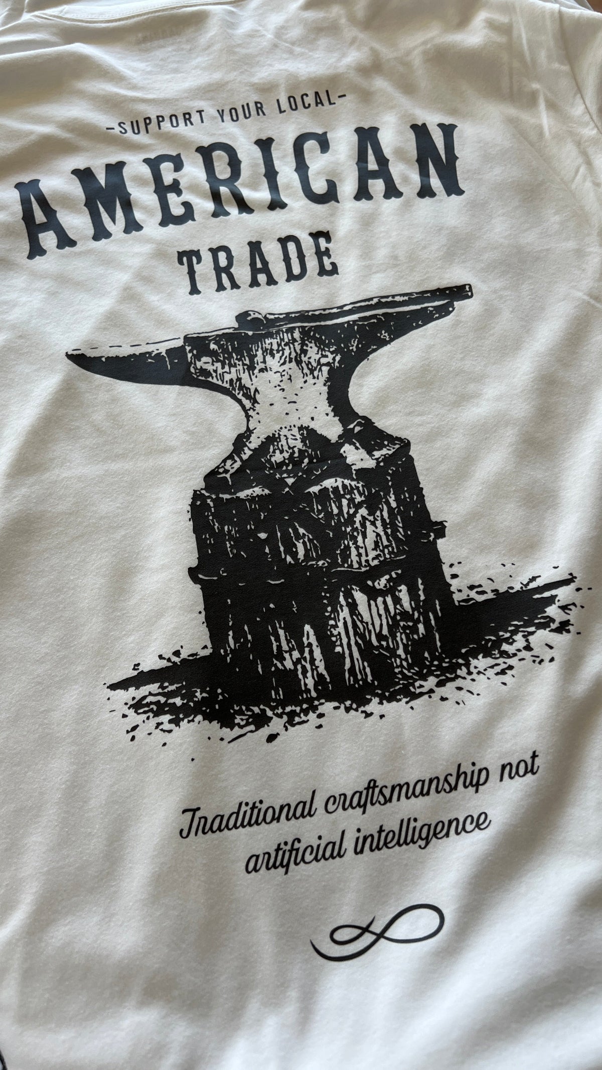 White Carbine Cowboys American Trade tee back. Traditional craftsmanship not artificial intelligence.