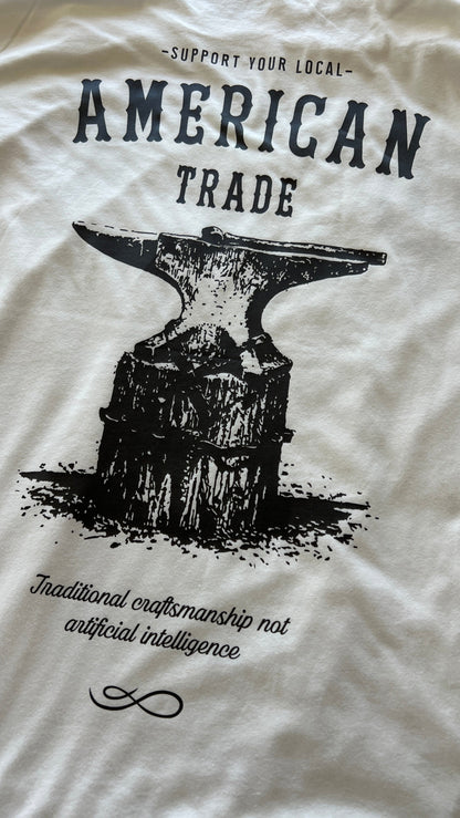 White Carbine Cowboys American Trade tee back. Traditional craftsmanship not artificial intelligence.