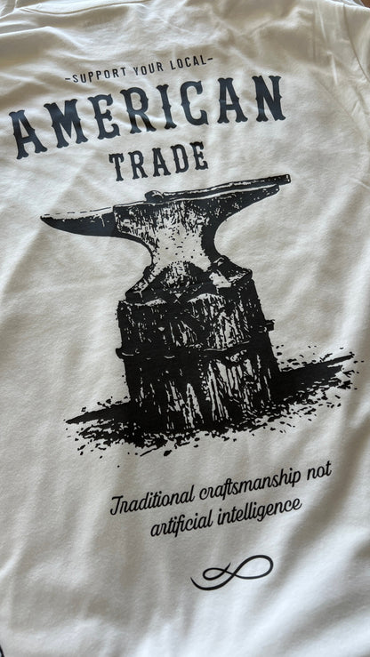 White Carbine Cowboys American Trade tee back. Traditional craftsmanship not artificial intelligence.