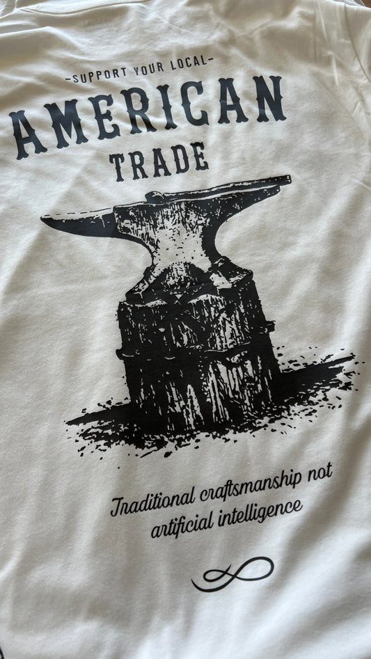 White Carbine Cowboys American Trade tee back. Traditional craftsmanship not artificial intelligence.