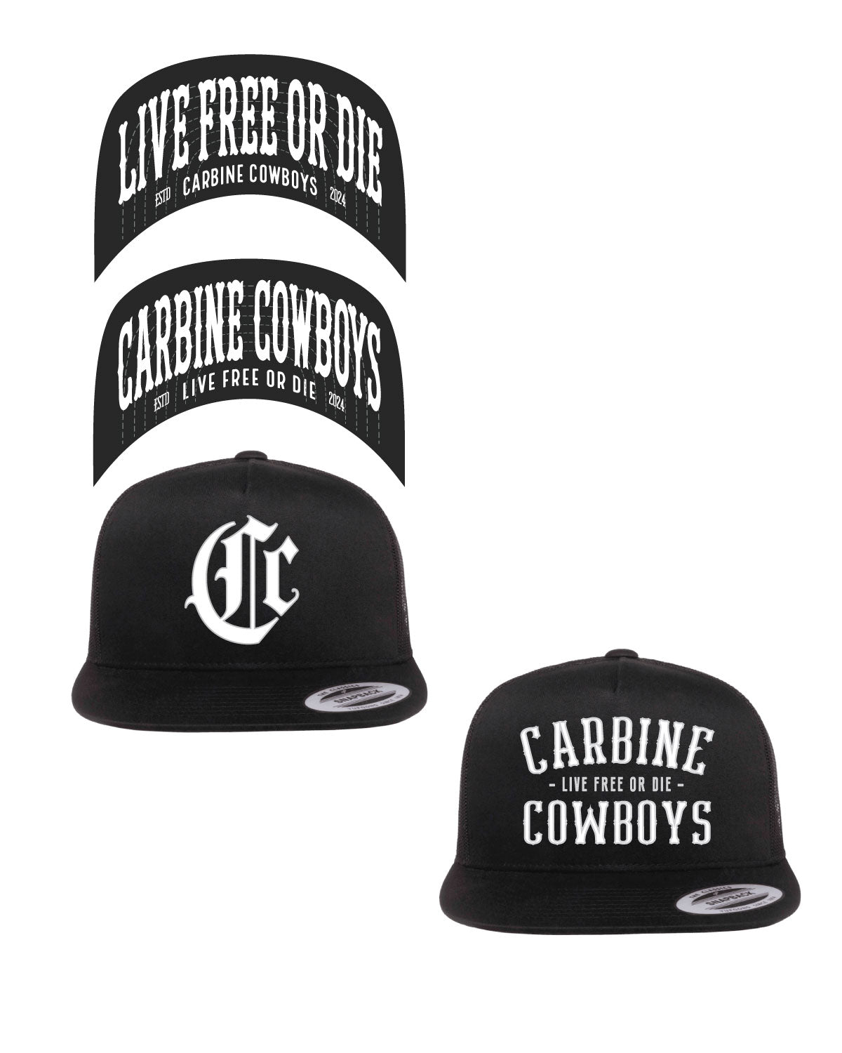 Black 5 Panel Trucker